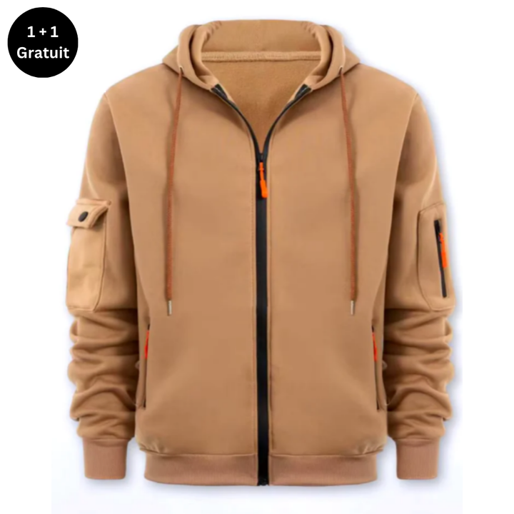 SPRINGTON - Sweat à capuche zippé à manches longues pour hommes