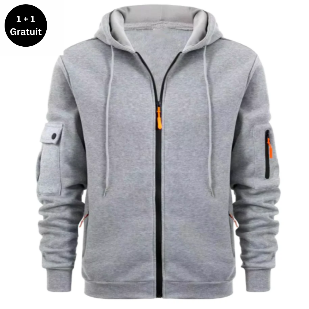 SPRINGTON - Sweat à capuche zippé à manches longues pour hommes