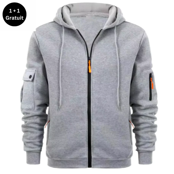 SPRINGTON - Sweat à capuche zippé à manches longues pour hommes
