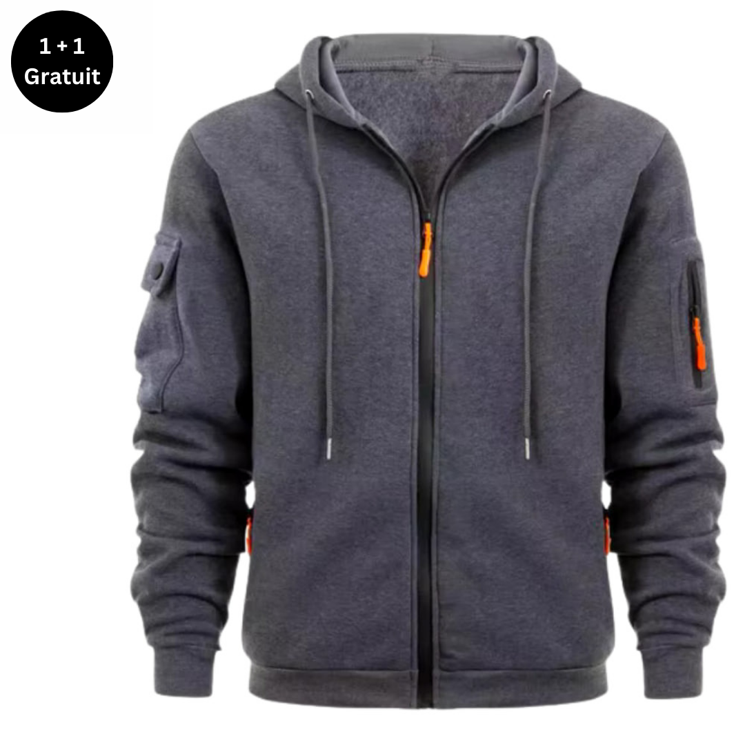 SPRINGTON - Sweat à capuche zippé à manches longues pour hommes