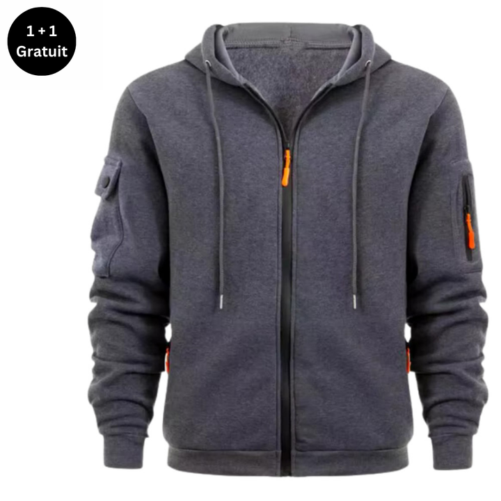 SPRINGTON - Sweat à capuche zippé à manches longues pour hommes